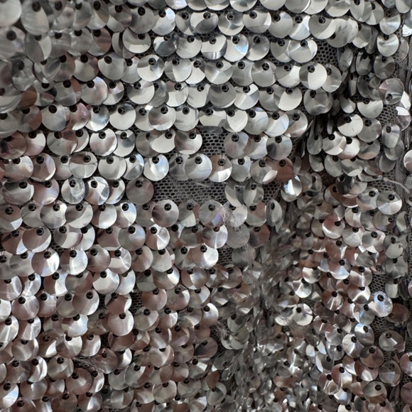 NWT Zara x Barbie limited edition strapless maxi dress chiffon sequin Silver - Picture 10 of 12